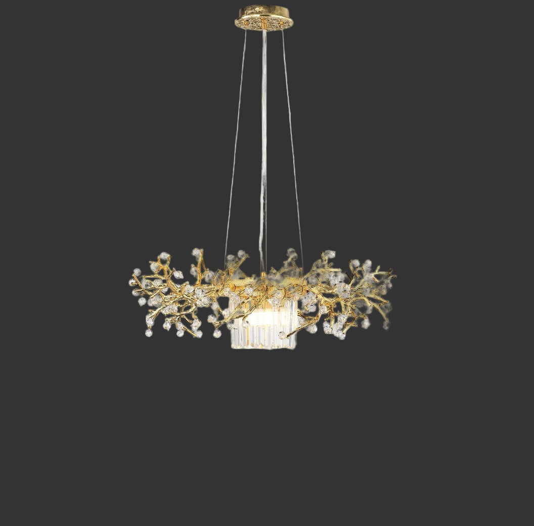 Side view of VORELLI® Winterberry circular crystal chandelier
