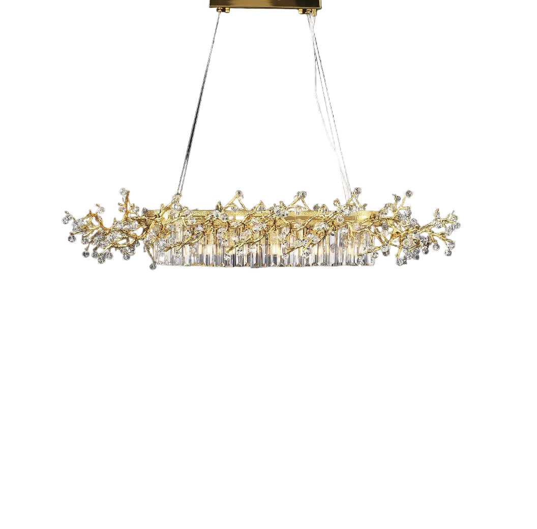 Luxury Winterberry rectangular chandelier with crystal detailing by VORELLI®