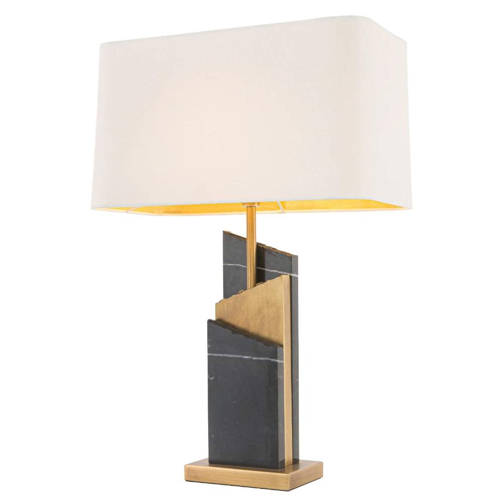 VORELLI® Zarello black marble and brass statement table lamp