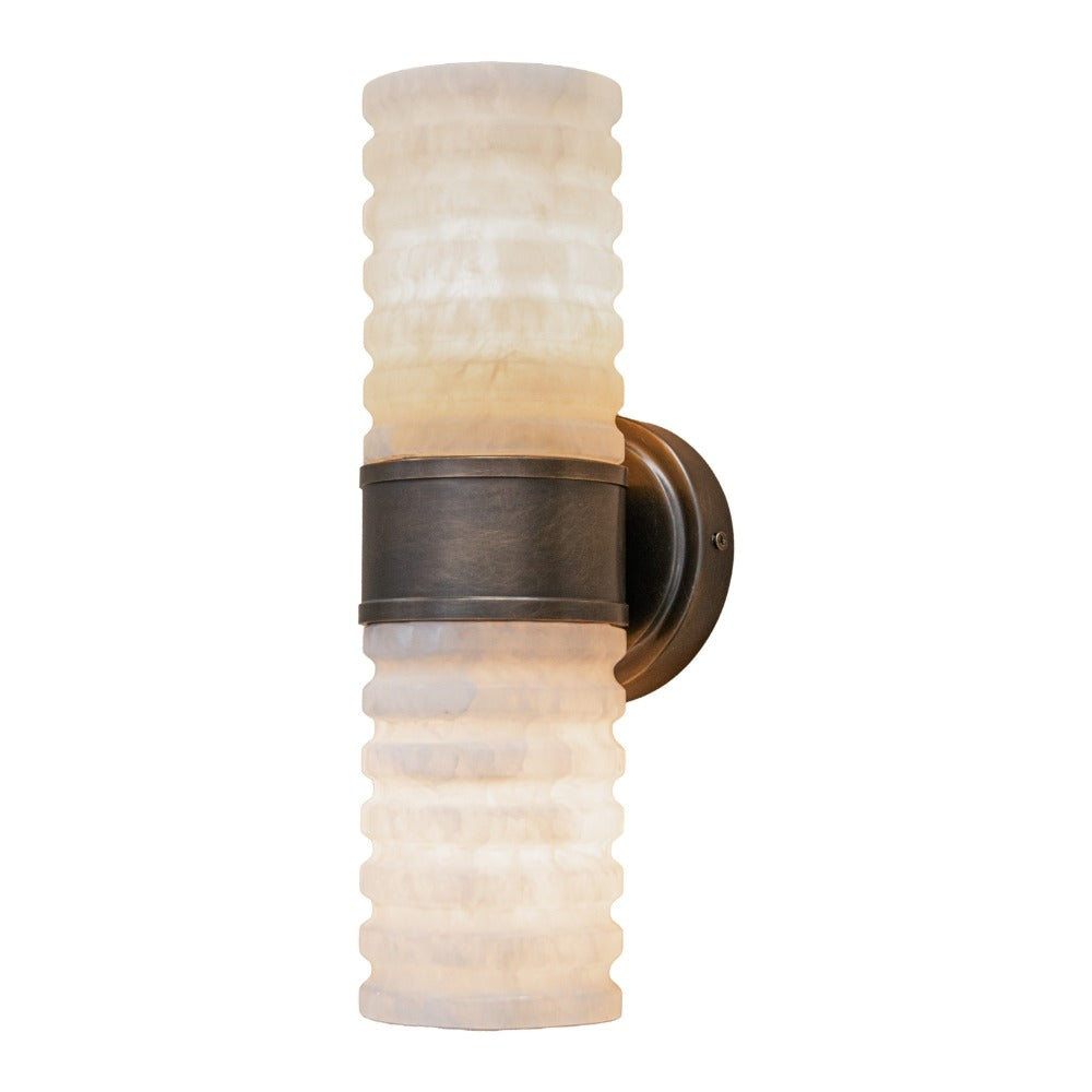 VORELLI® Zavero ribbed alabaster and dark bronze wall light