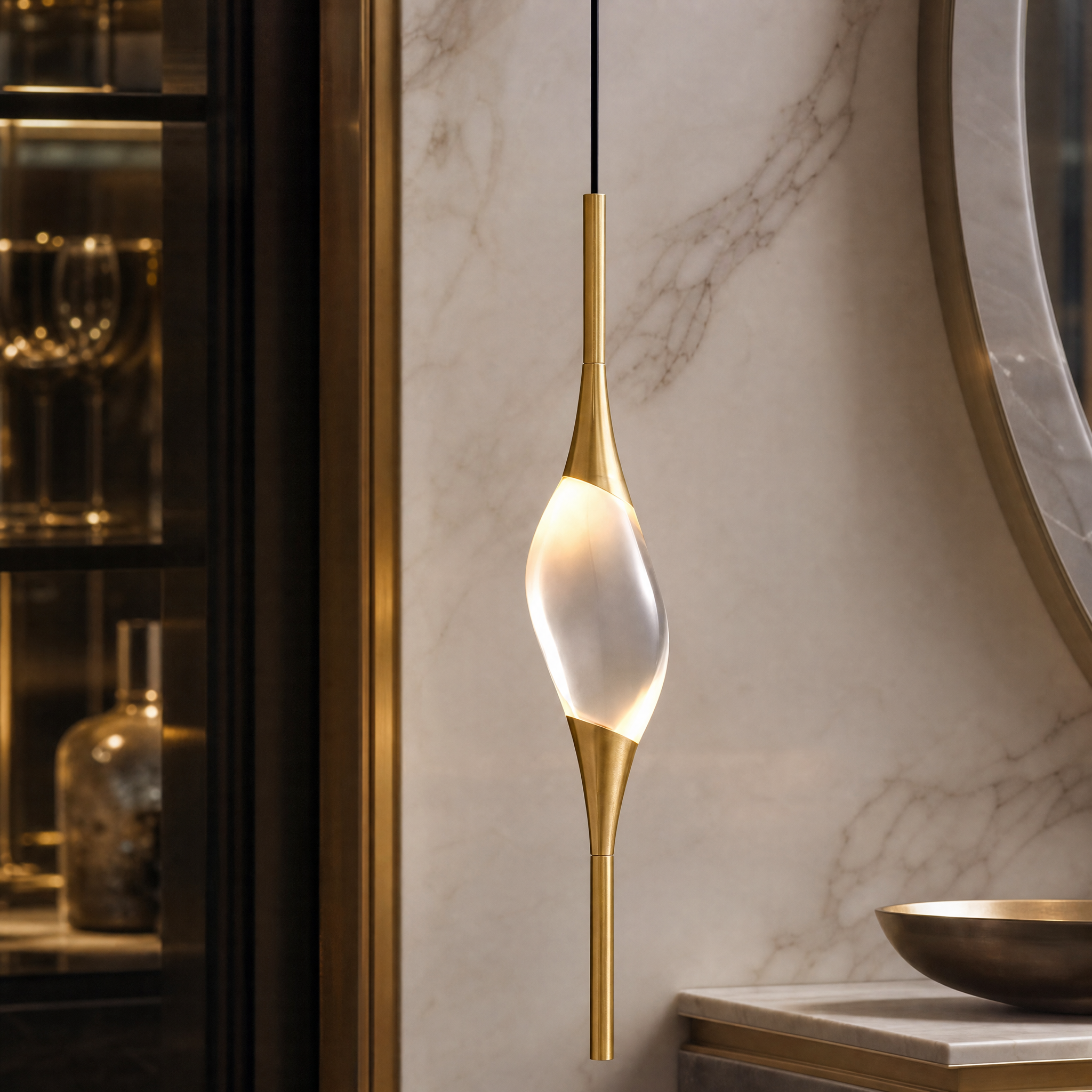 Close-up detail of the Wentworth Pendant Light showing its sleek, minimalist metal finish and modern design.