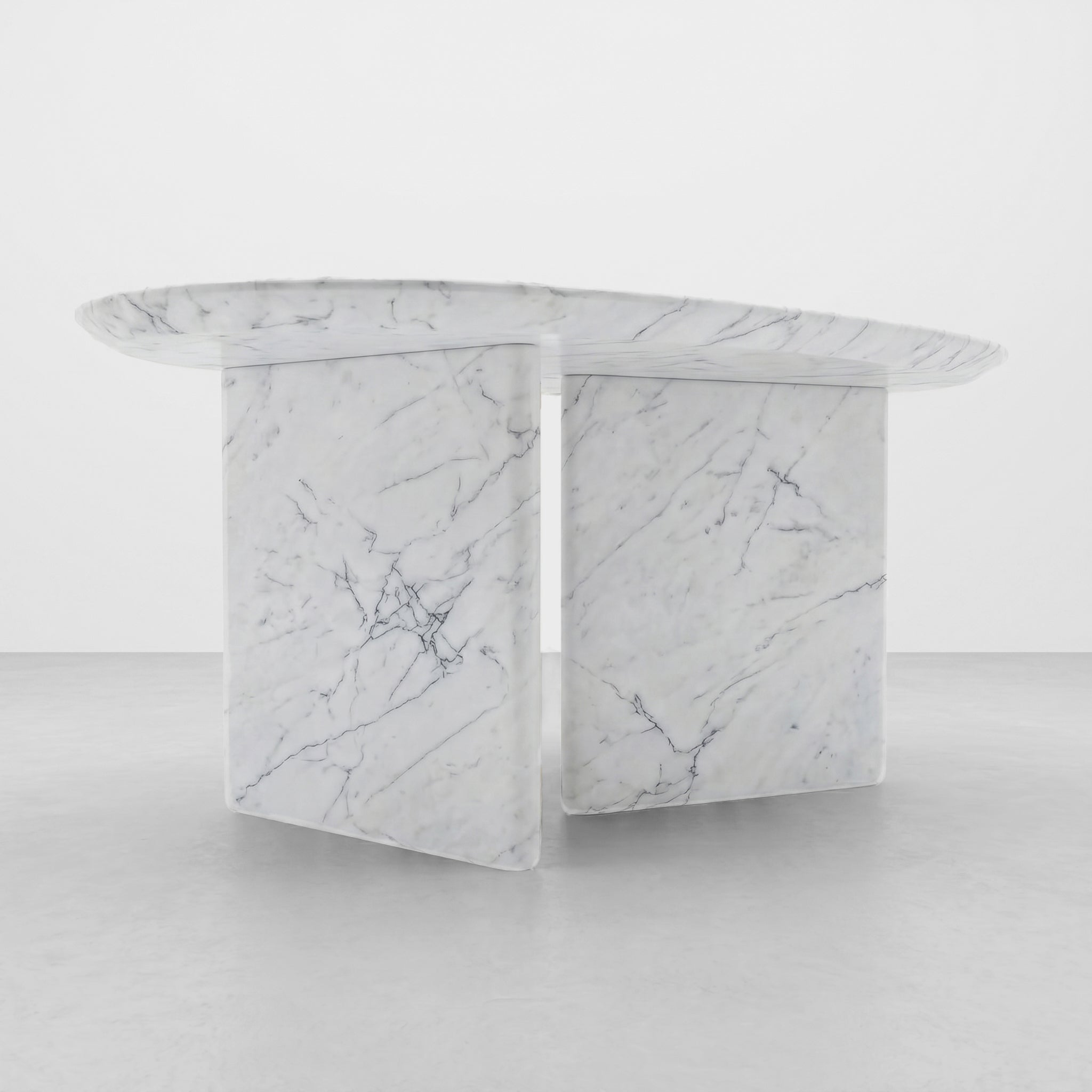 White Carrara Marble Coffee Table - Pebble