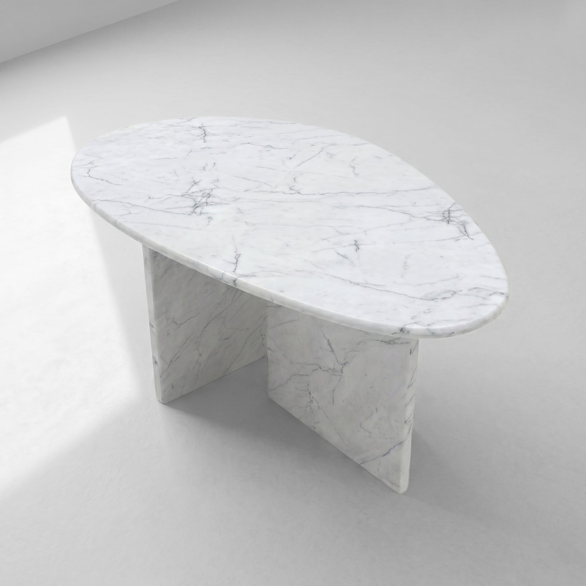 White Carrara Marble Coffee Table - Pebble
