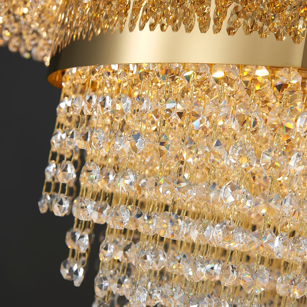 champs elysees rectangular chandelier cascading crystal layers illuminated