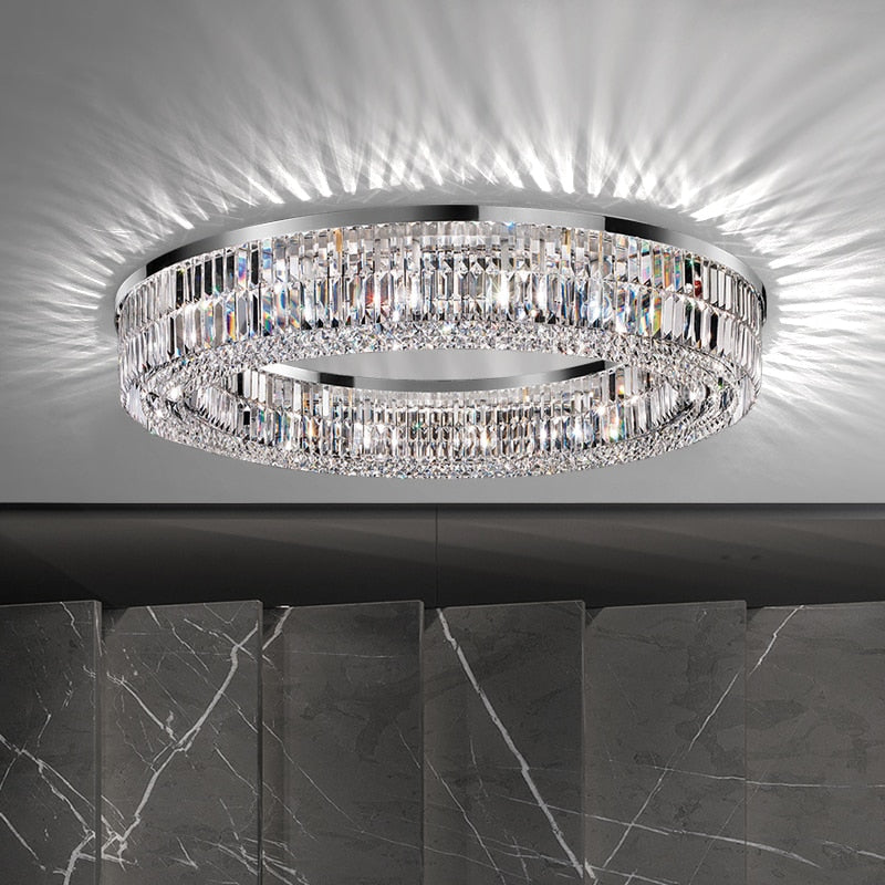 chartrons circular ceiling light top view showing crystal pattern and mirrored centre