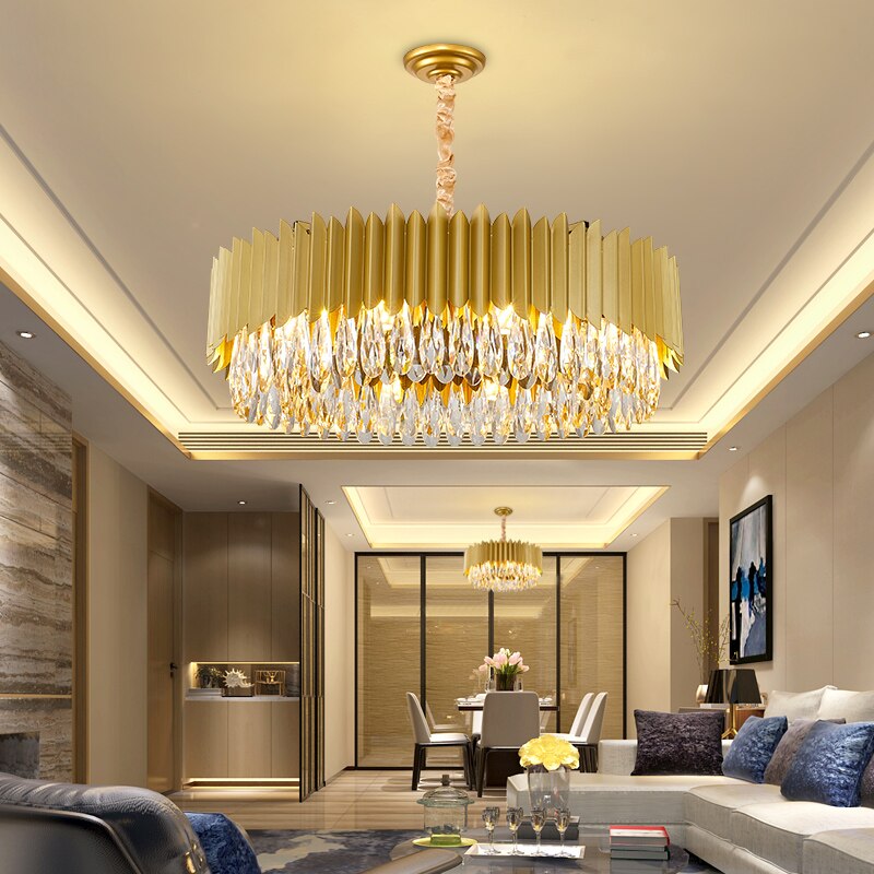 Doral Circular Chandelier illuminating a luxury dining space with warm ambient lighting