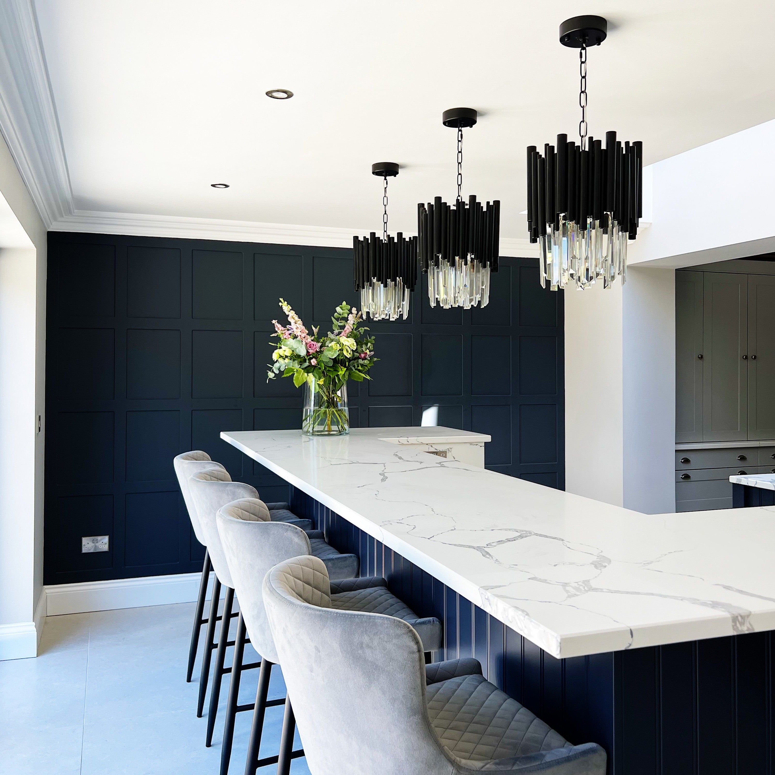Gotham pendant lighting in a contemporary open plan interior