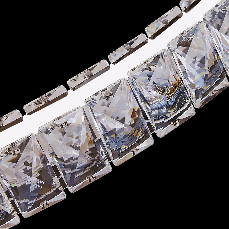 Precision diamond cut crystal structure on luxury spiral chandelier