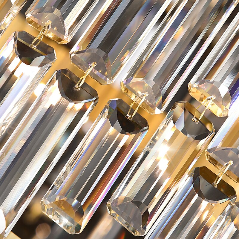 Crystal ring stairwell chandelier from the Prazzo collection designed for elegant double-height interiors