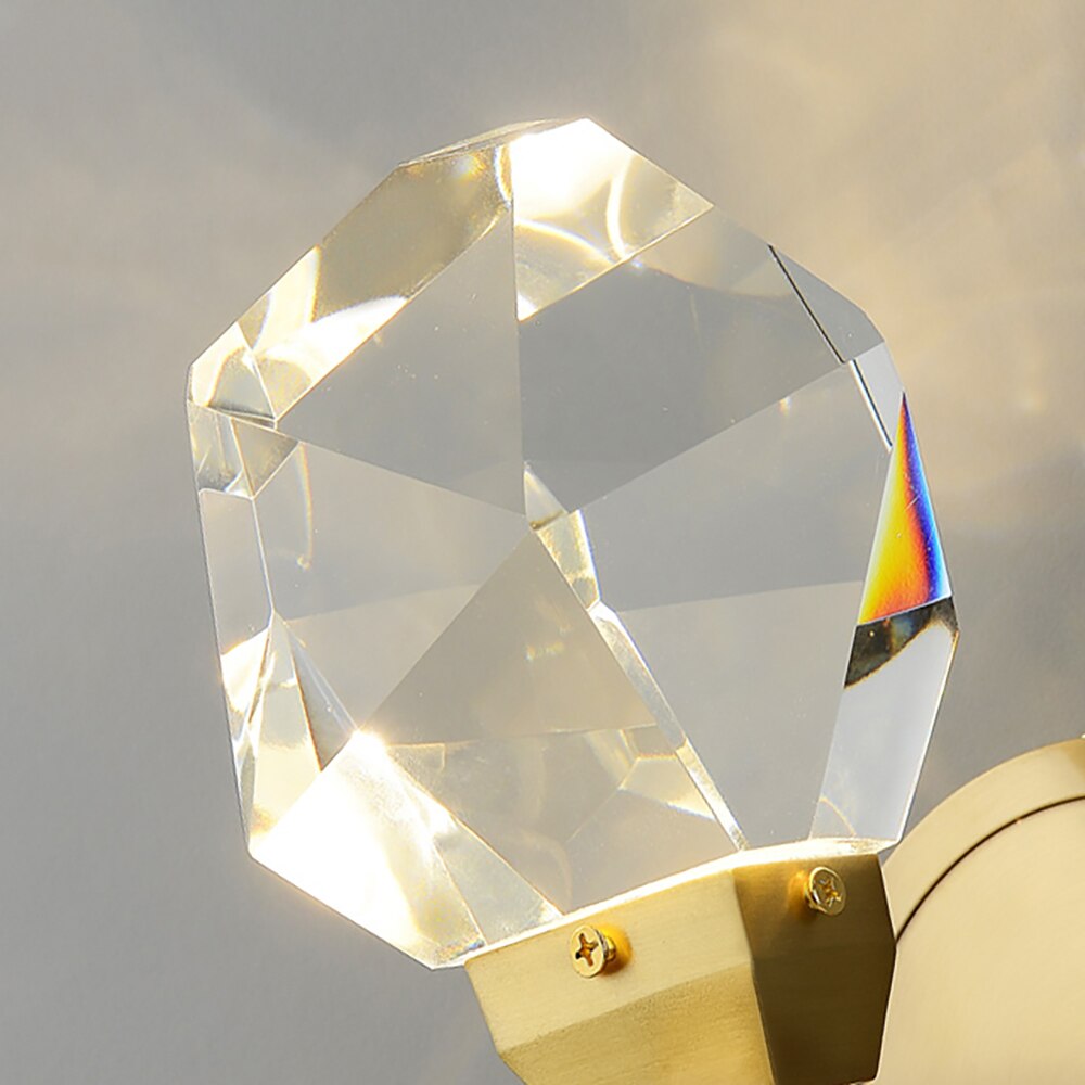 Close up of diamond cut faceted crystal sphere on Runtz wall light