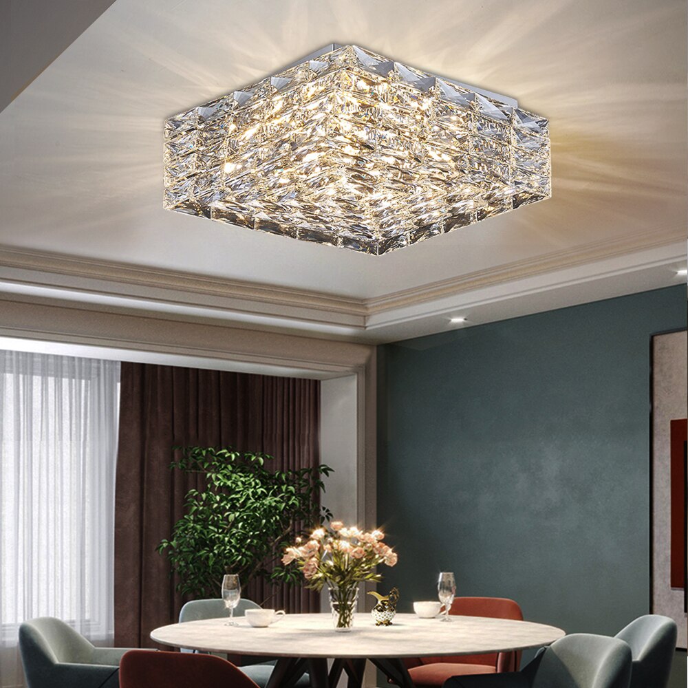 Sitka luxury diamond cut crystal ceiling light enhancing upscale dining space