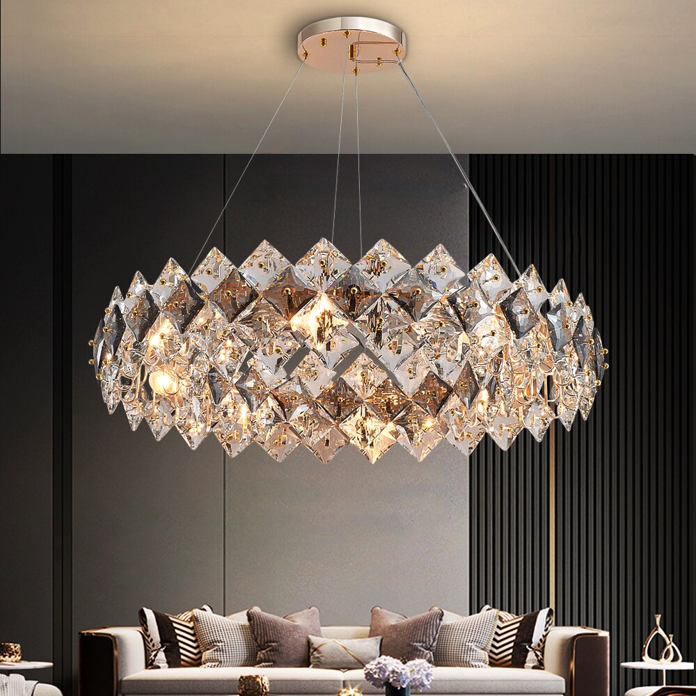 Thirlmere luxury circular chandelier with diamond cut crystals