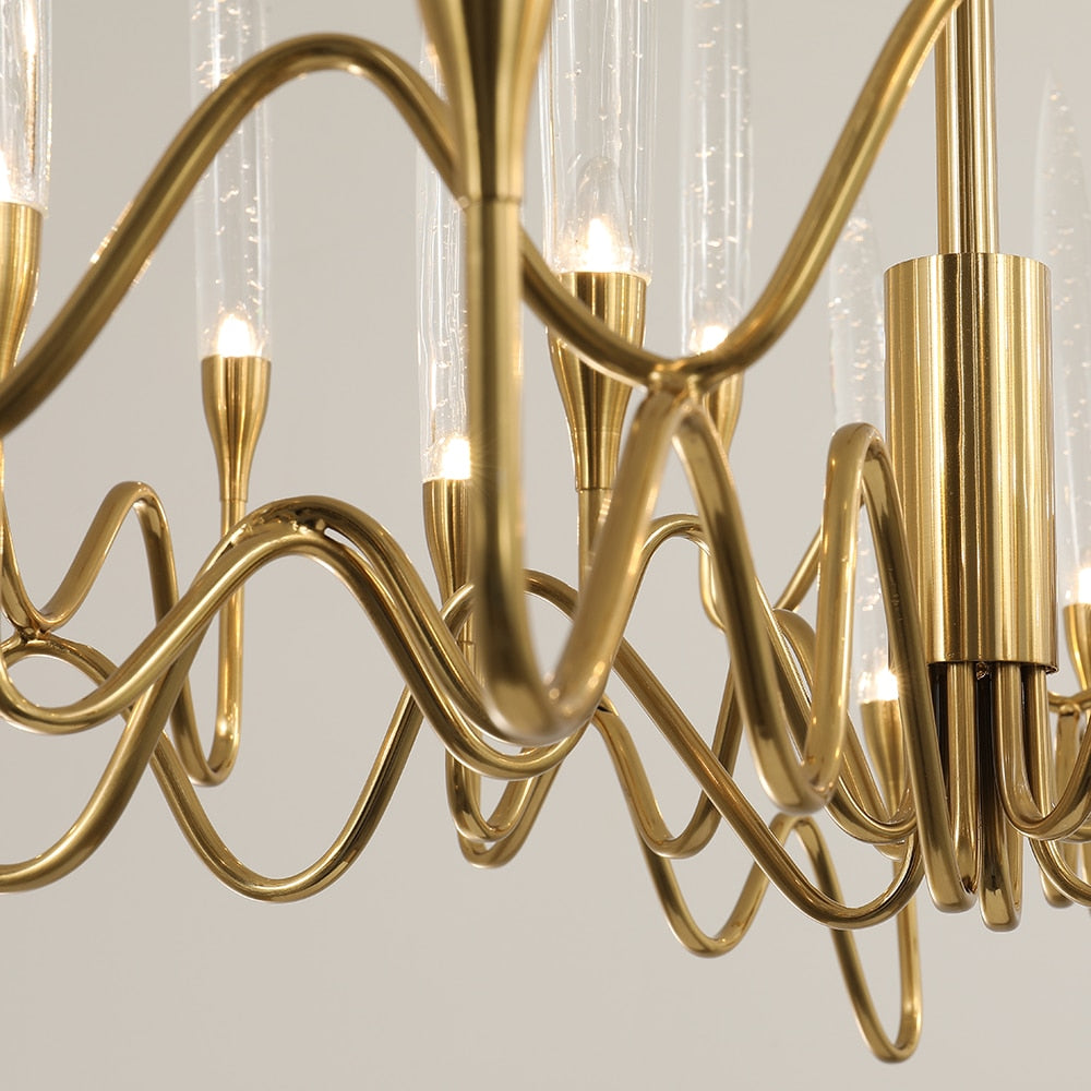 Close up of bubble effect crystal on Tiddington pendant chandelier