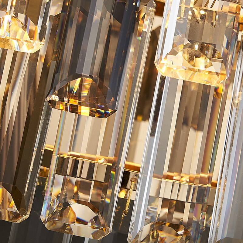 Macro of Brighouse Wall Light crystals highlighting the alternating rounded rectangle diamond-cut pattern.