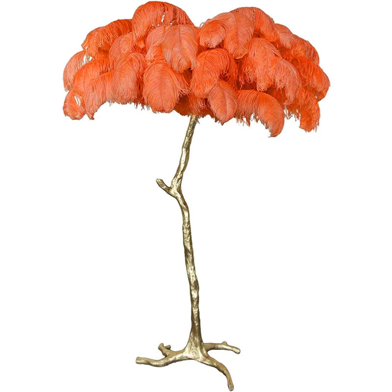 Blush pink feather floor lamp for luxury living spaces