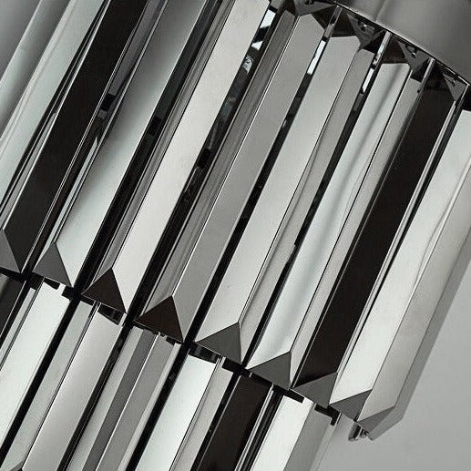 Detailed texture of vertical crystal bars on the VORELLI Margoux wall light showing precision cut clarity and refined luxury finish
