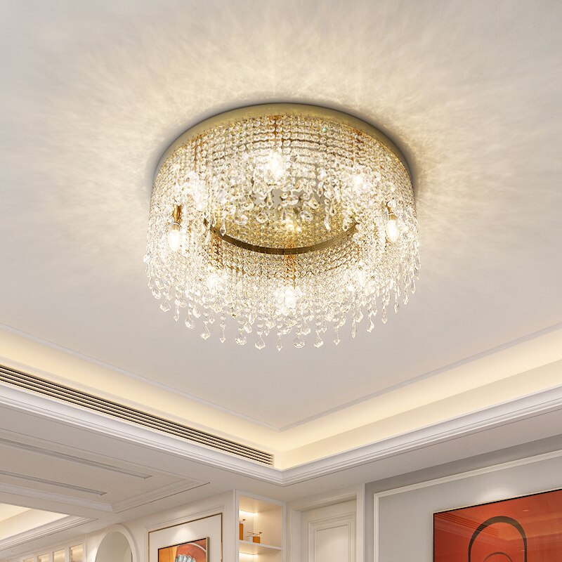 VORELLI® Modesto designer ceiling light with structured crystal chains enhancing sophisticated interior setting