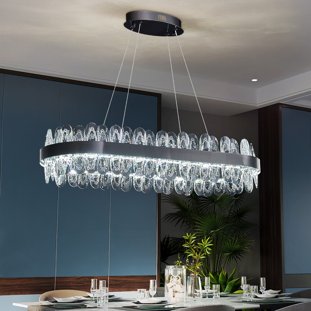 VORELLI® Monte-Carlo modern rectangular chandelier creating statement lighting in upscale living space