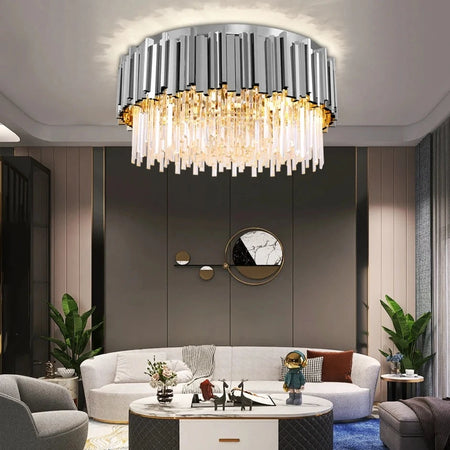 Stylish surfaced mounted ceiling light from Vorelli Lighting's Ceiling Lights Collection, offering luxury illumination for low headspace/ceilings.