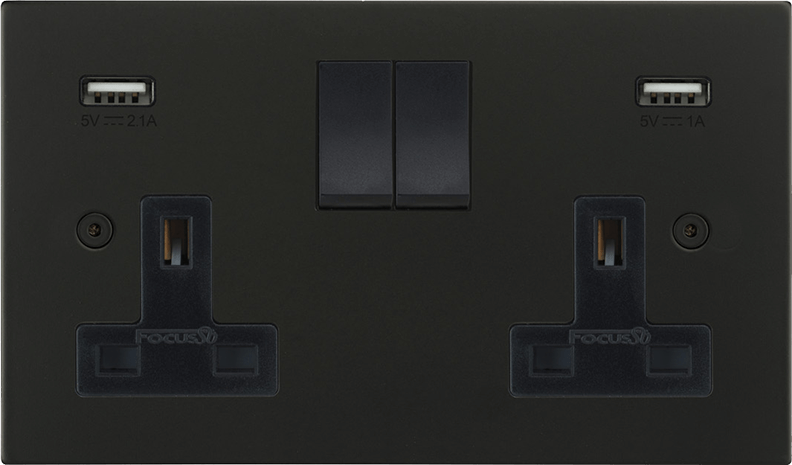 Horizon Square Double Socket + USB