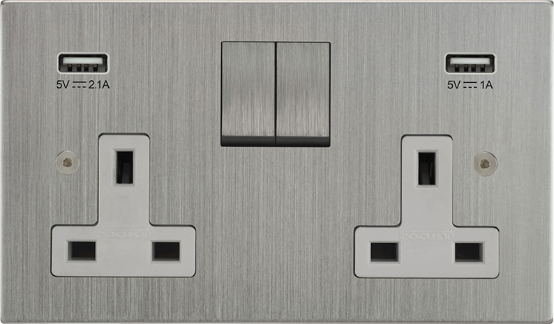 Horizon Square Double Socket + USB