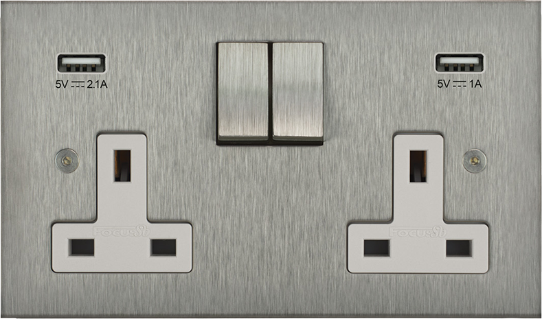 Horizon Square Double Socket + USB