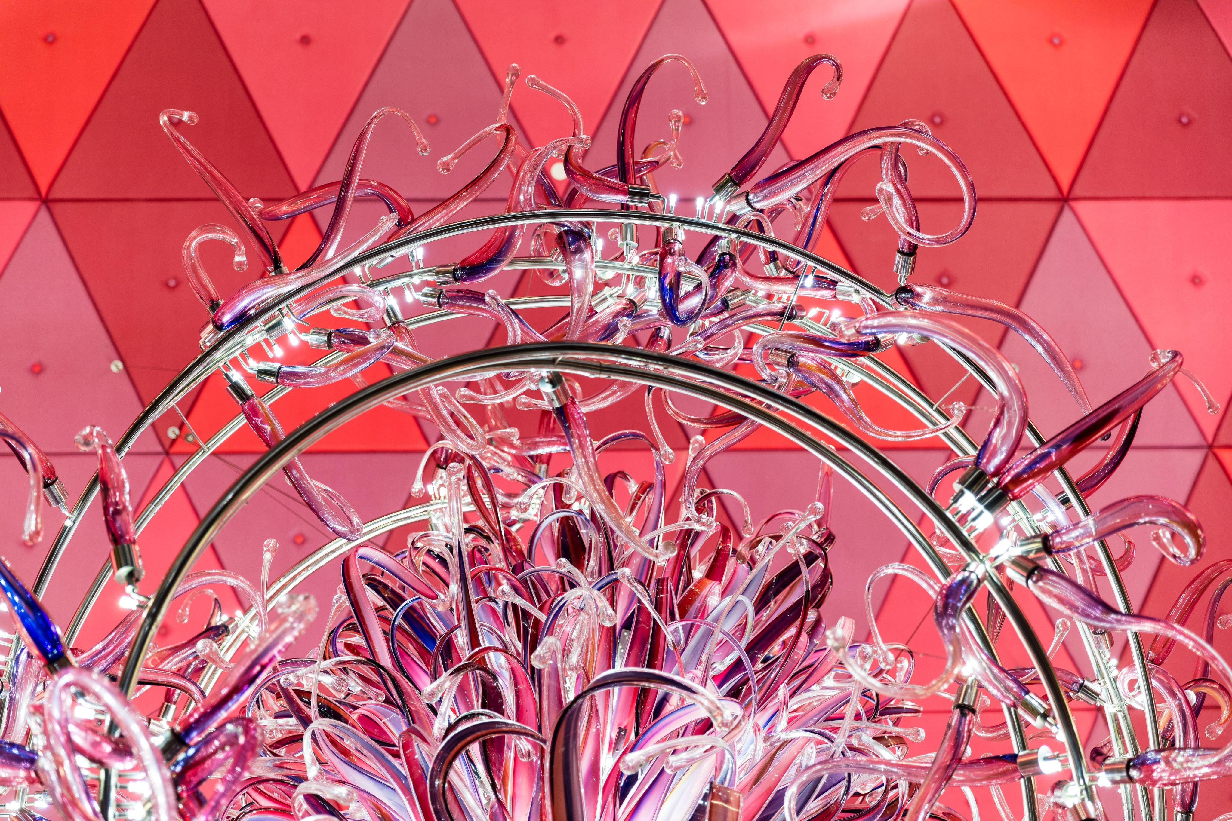 Steel Frame Pink Flower Project Installation