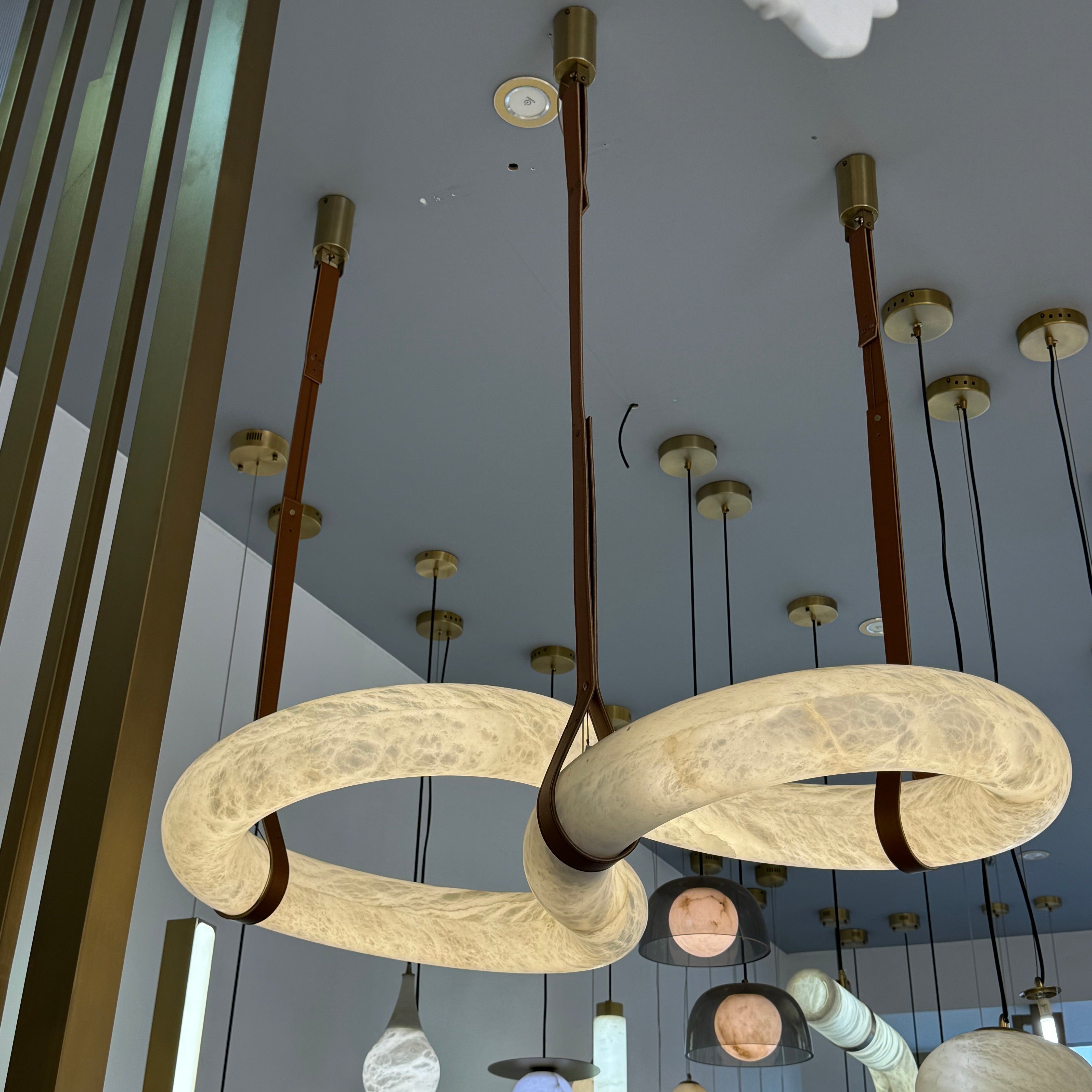 Botticino Loop Marble Rectangular Chandelier