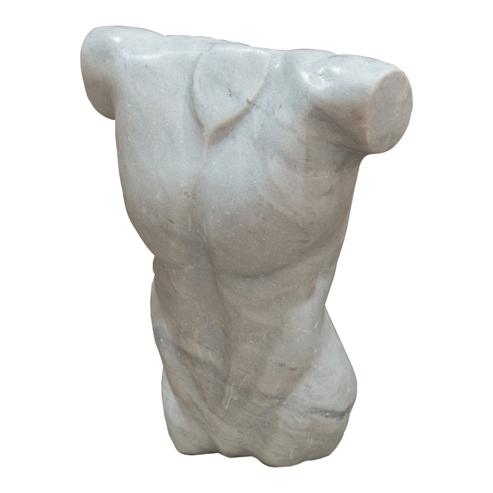 Side profile view of the Adriano Torso Decor by VORELLI, showcasing the depth and defined muscular contours of the decorative sculpture.