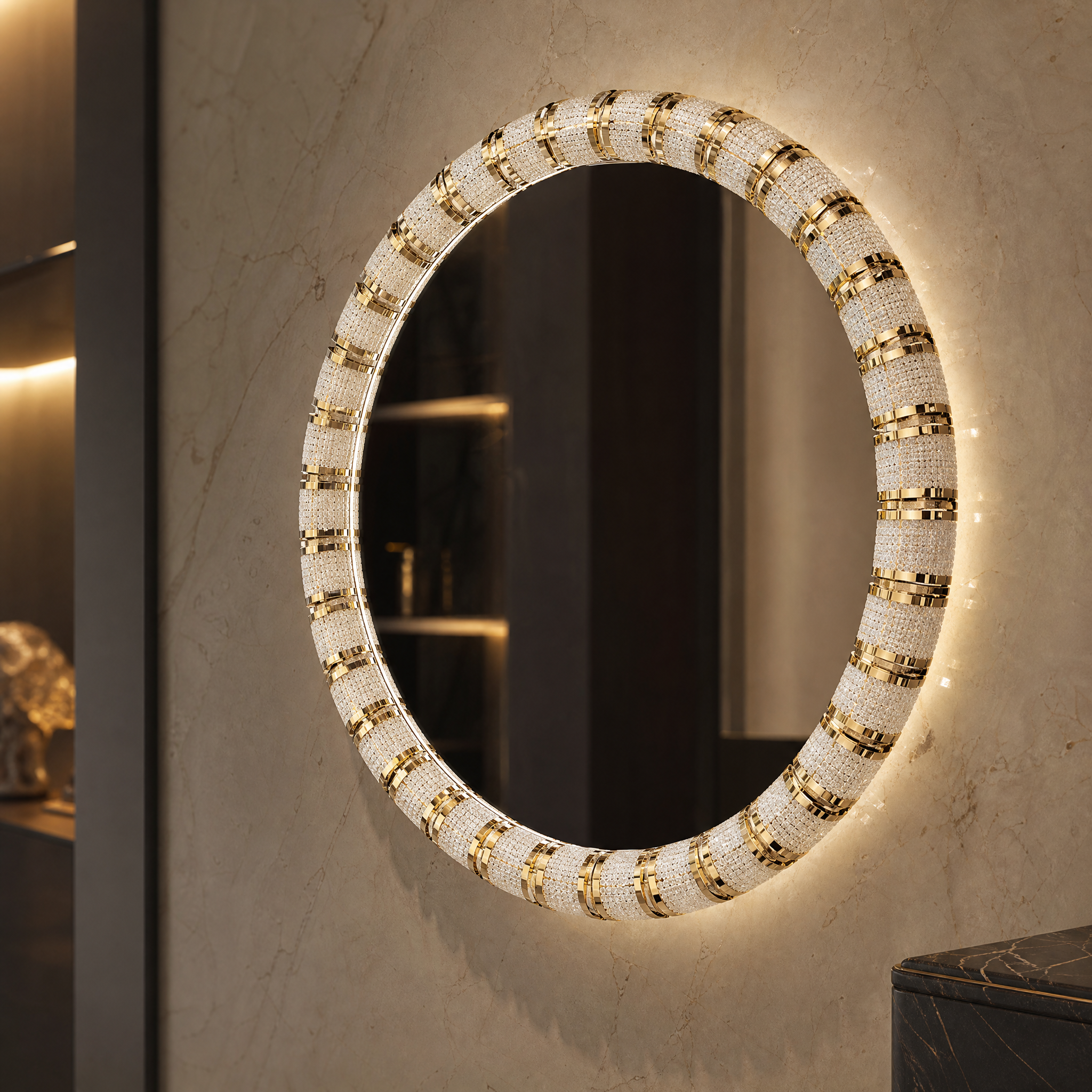 Leviev Luxury Mirror close-up craftsmanship detail image by VORELLI