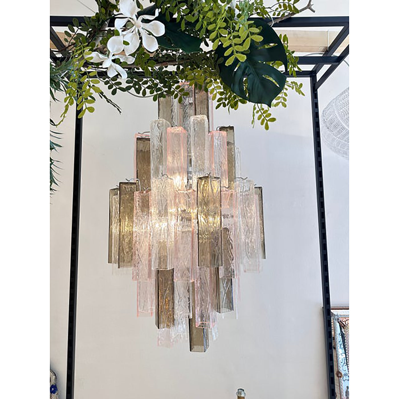 VORELLI Sorrento Squares Murano Glass Staircase Chandelier - Squares Murano Glass image 3