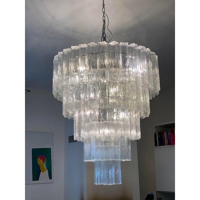 VORELLI Bembo Squares Murano Glass Staircase Chandelier - Squares Murano Glass image 5