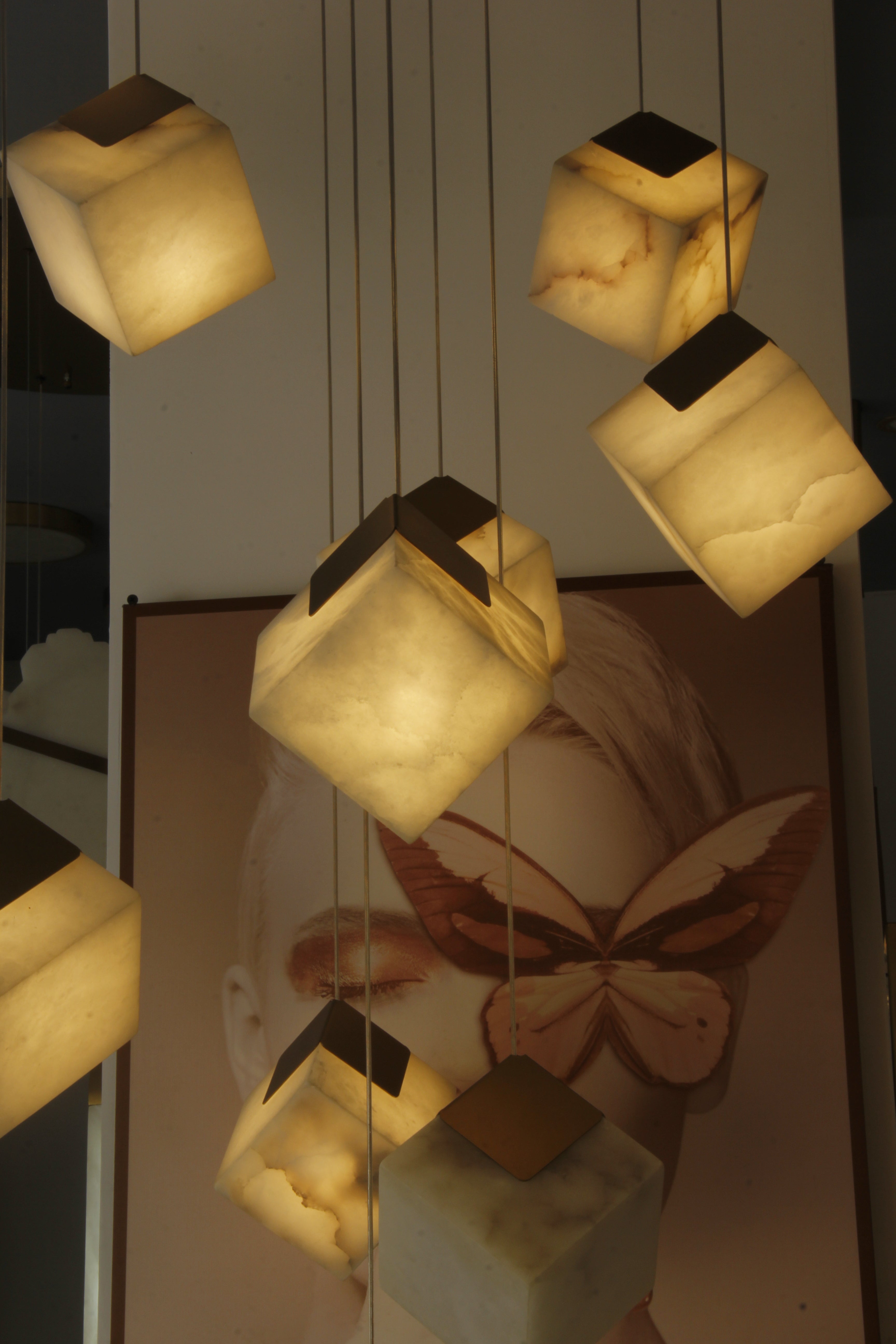 Cube Marble Pendant Staircase Chandelier