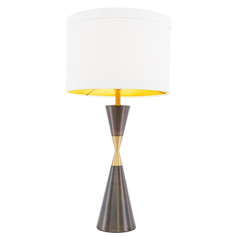 VORELLI® Dalmora dark brass table lamp with taupe shade