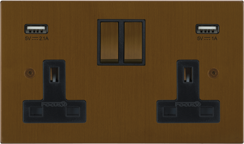 Ambassador Square Double Socket + USB