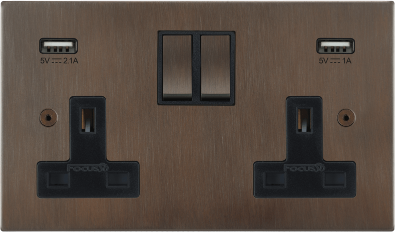 Ambassador Square Double Socket + USB