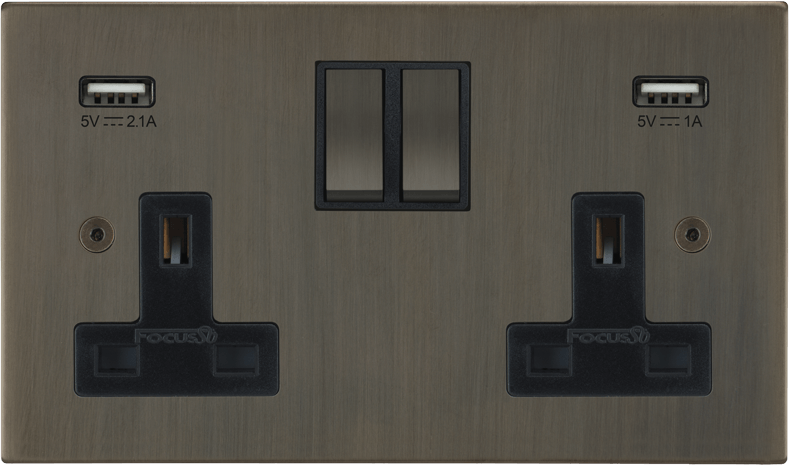 Ambassador Square Double Socket + USB