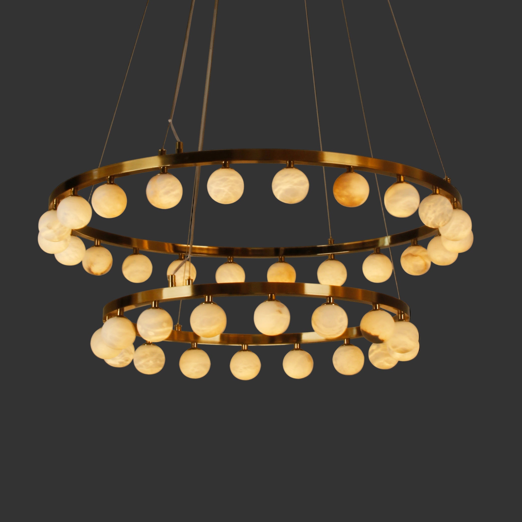 Orbit Marble Double Ring Chandelier