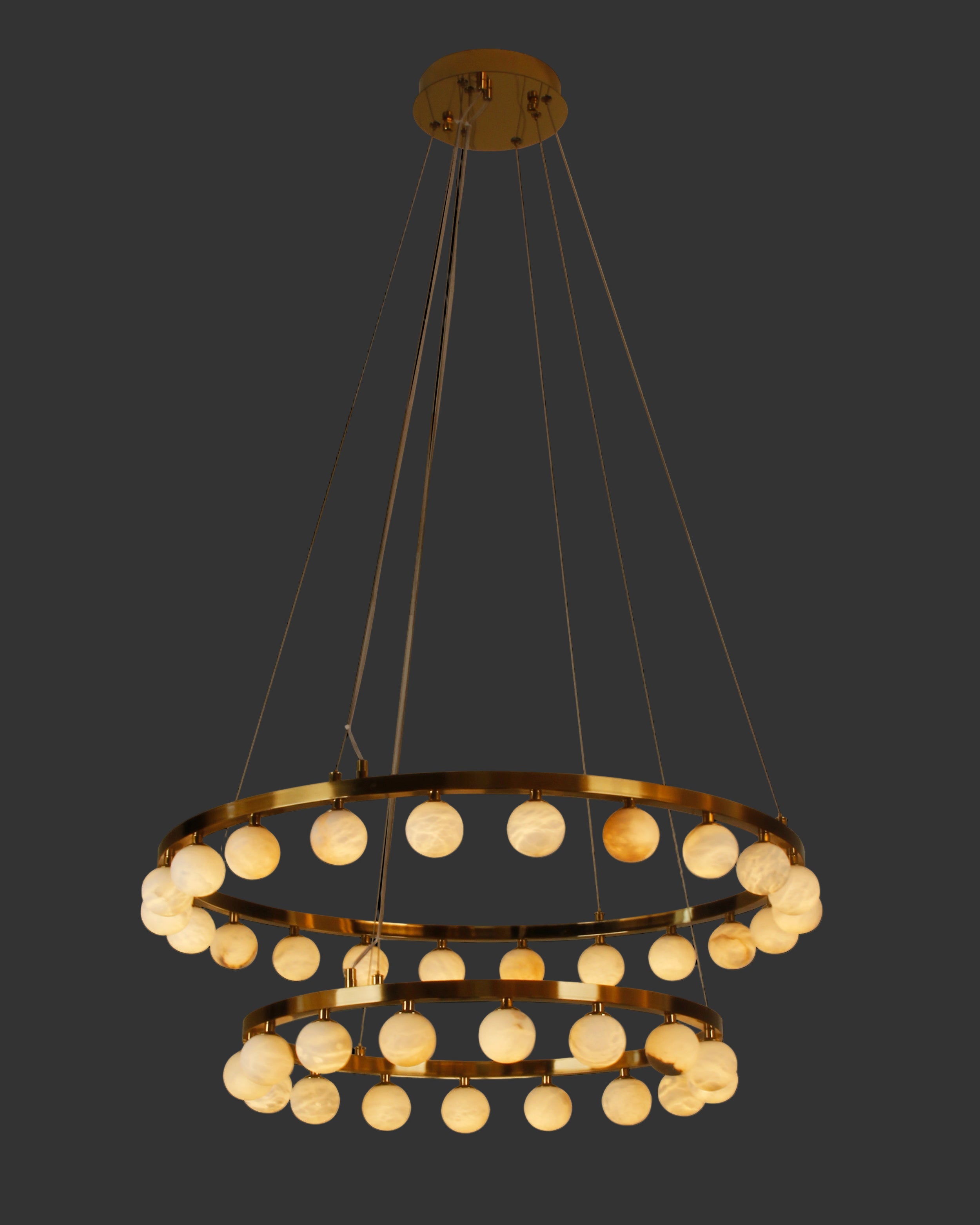 Orbit Marble Double Ring Chandelier