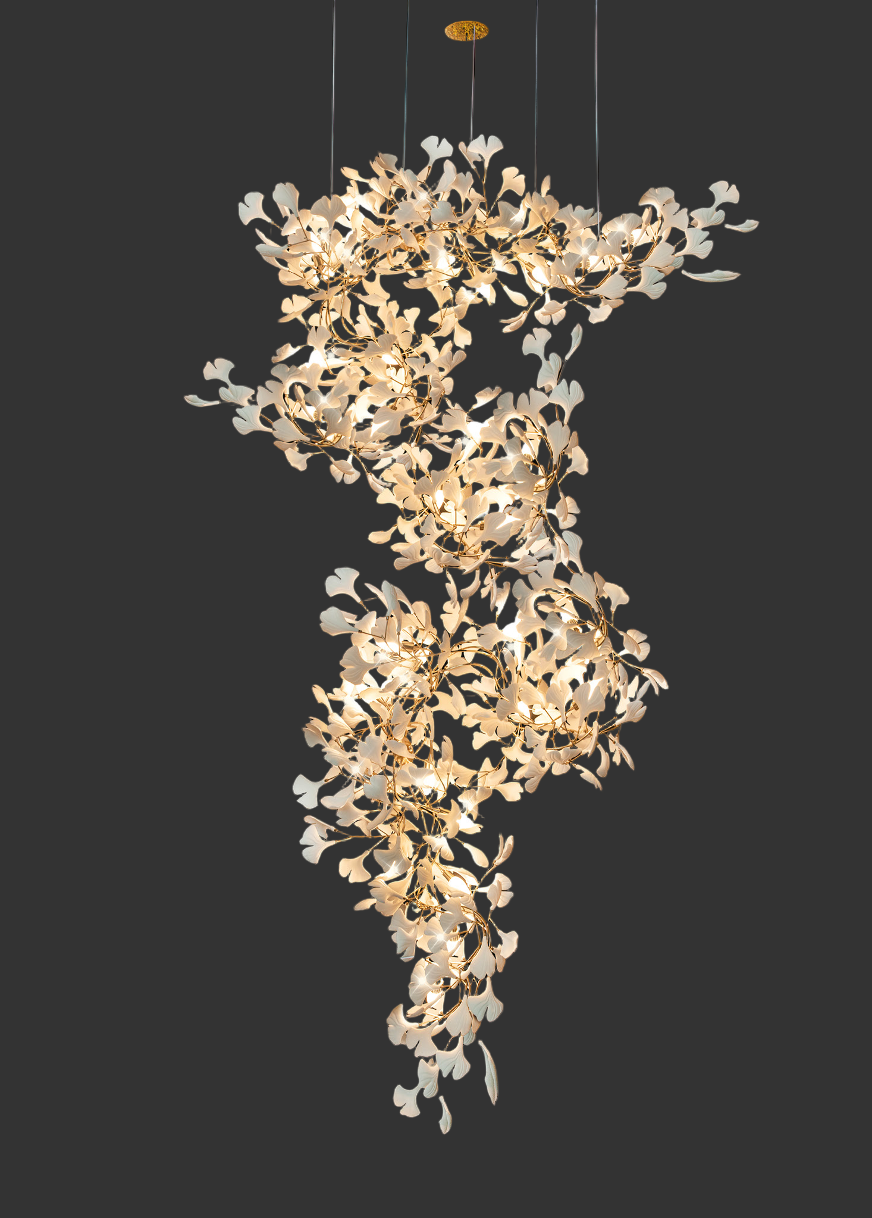 Ginkgo Spiral Staircase Chandelier