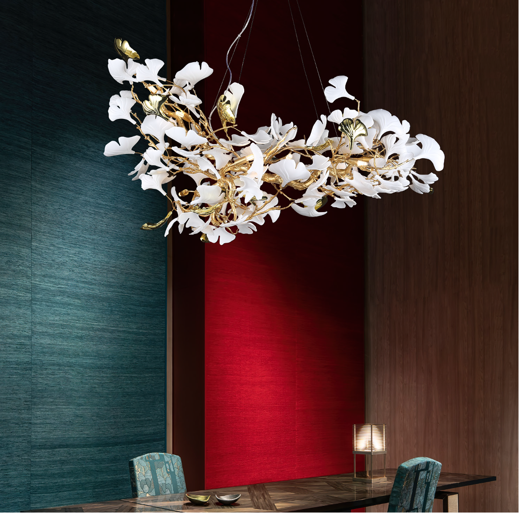 Ginkgo Leaf Rectangular Chandelier