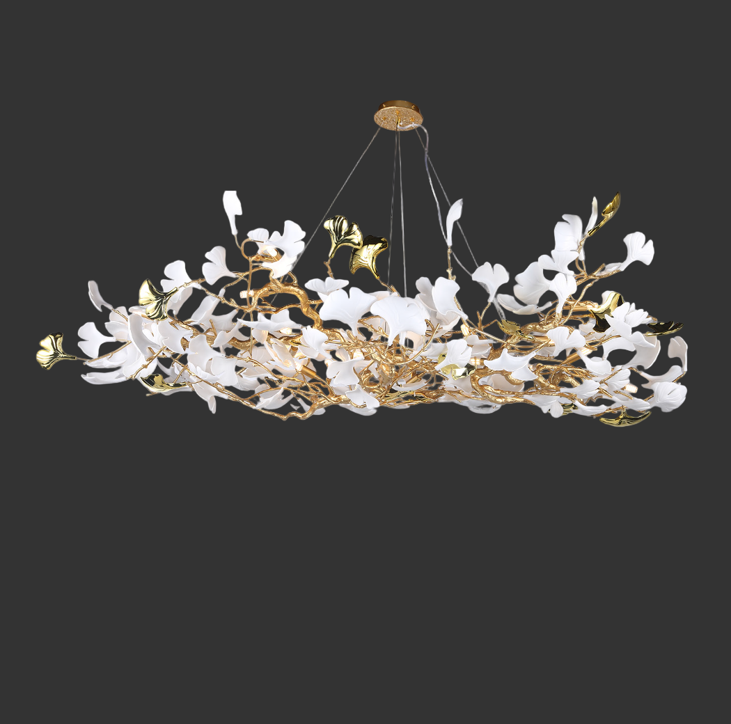 Ginkgo Leaf Rectangular Chandelier