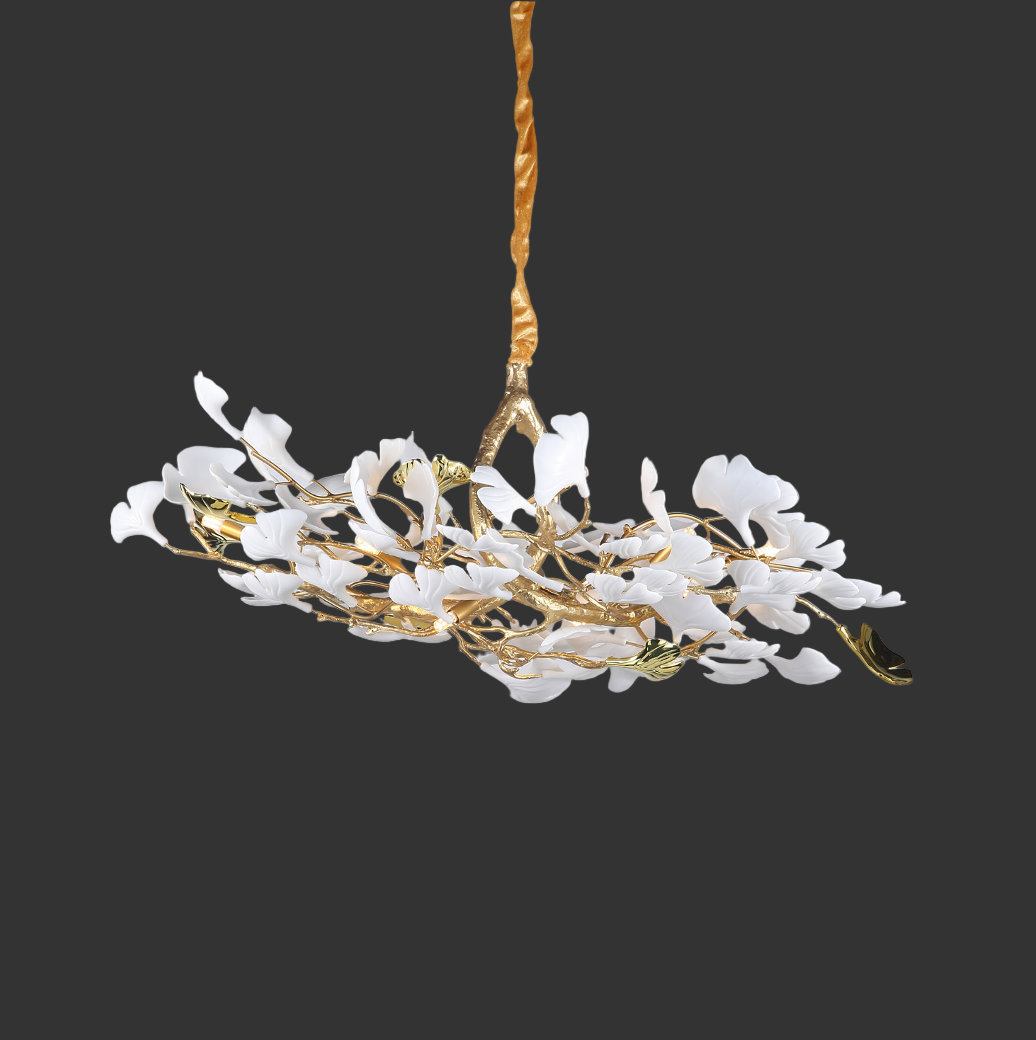 Ginkgo Leaf Rectangular Chandelier II