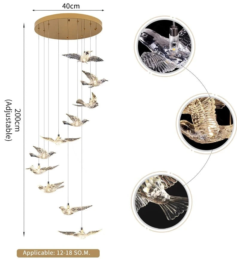 Uccello Pendant Staircase Chandelier