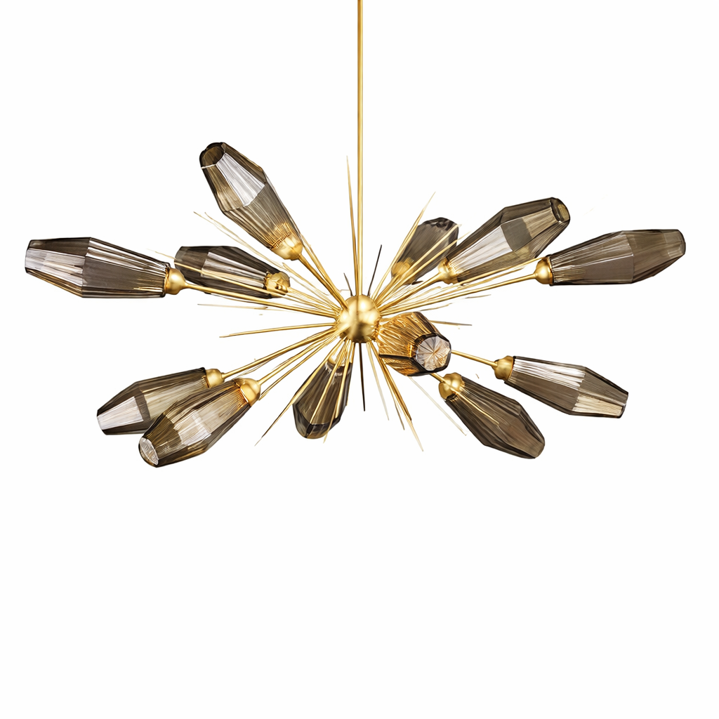 VORELLI Abdera pendant light in smoked glass and gold finish creating luxury modern interior lighting