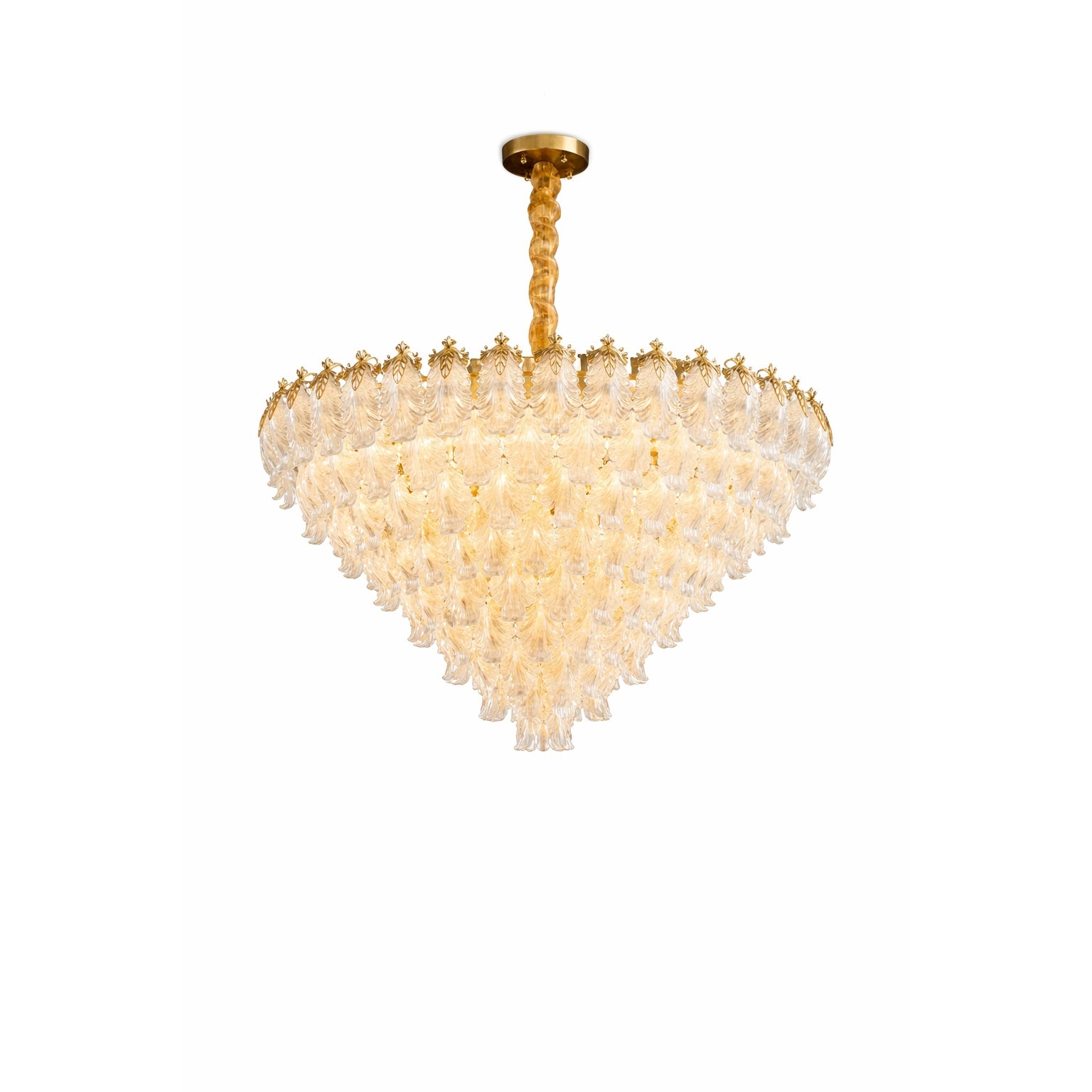 Gold chandelier with crystal-like beads 