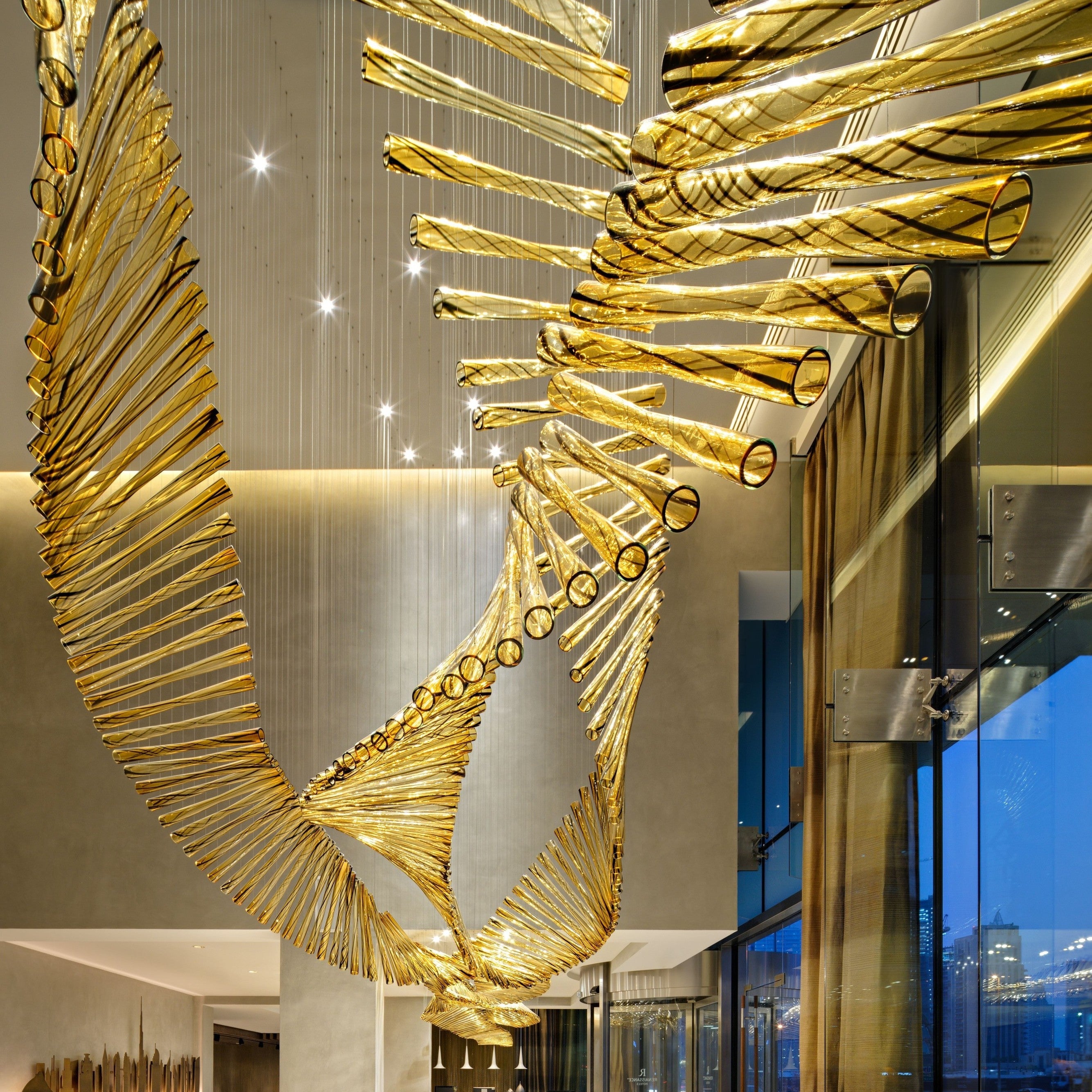 Hollow Amber Glass Tube Project Installation