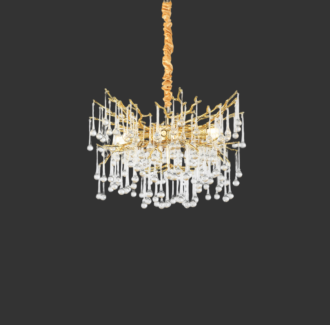 L’Albero d’Oro Circular Chandelier III styled above a luxury dining table interior