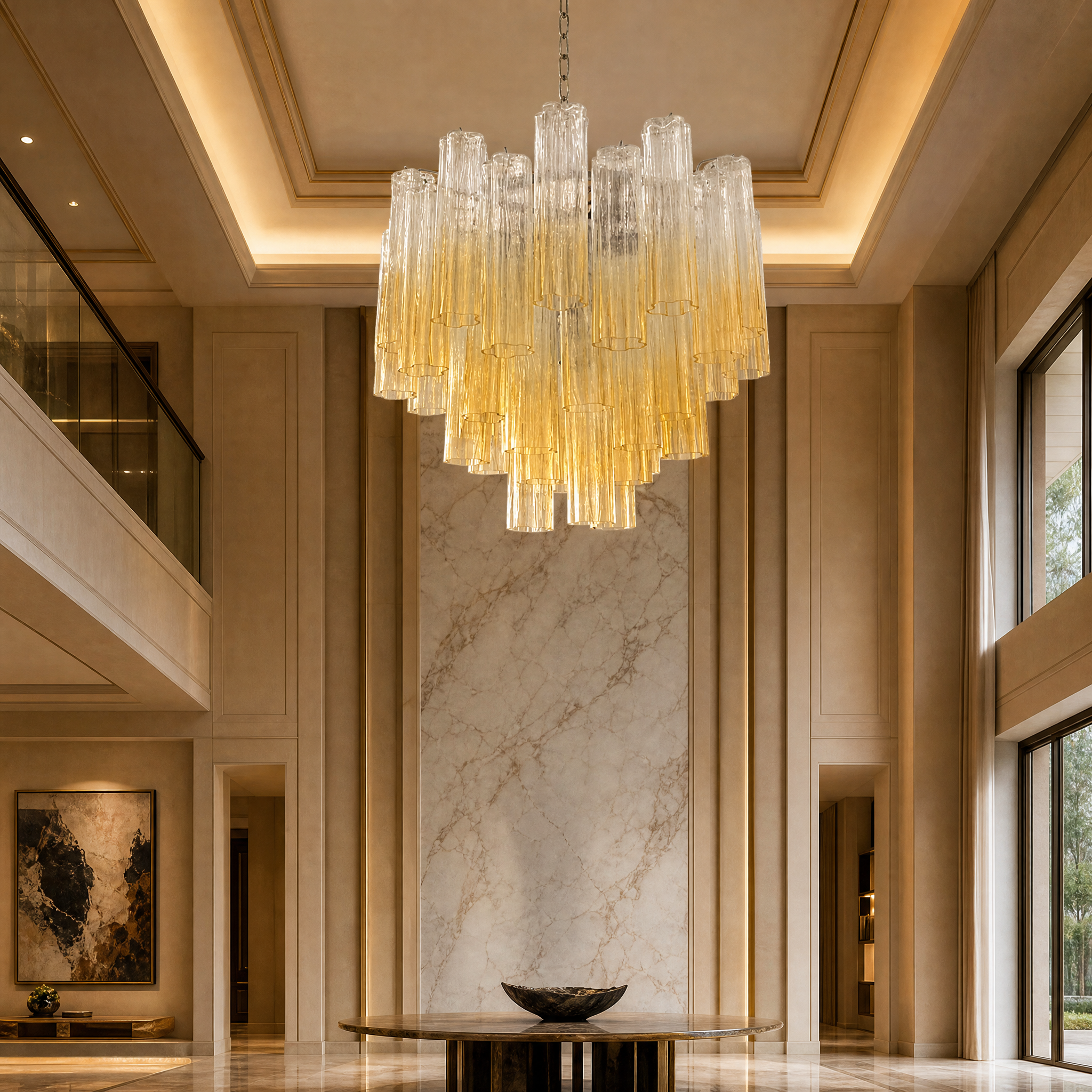 Aldara Tronchi Murano Glass Circular Chandelier luxury residential lifestyle image by VORELLI