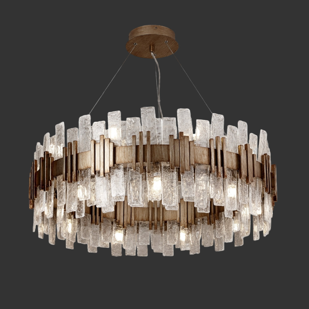 VORELLI® Alexander Circular Chandelier featuring cracked crystal and bronze-toned structure